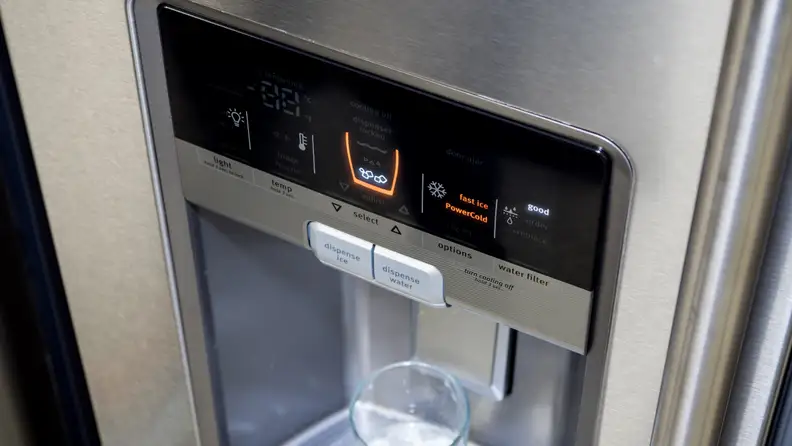 You can dispense ice and water from the door.