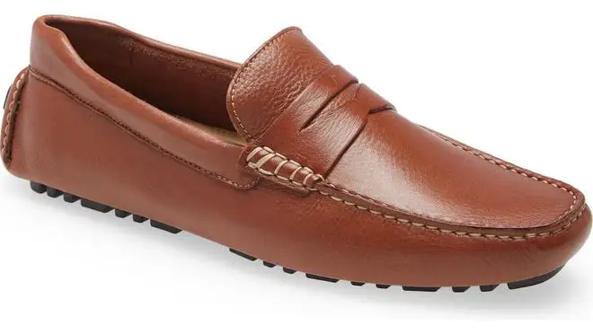 Brown leather loafer