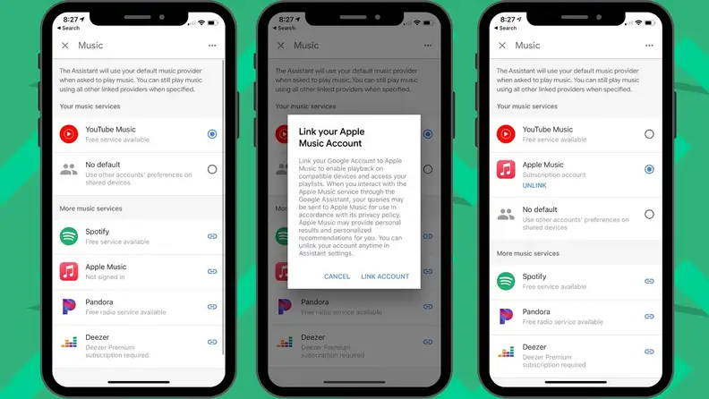 Linking Apple Music with the Google Home app