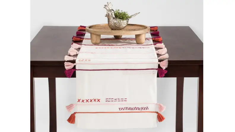 An embroidered table runner