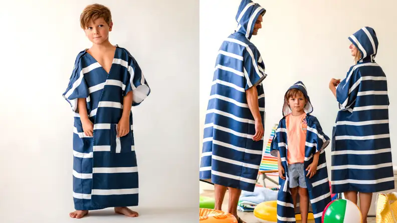 People wearing a blue GoGo Towel.