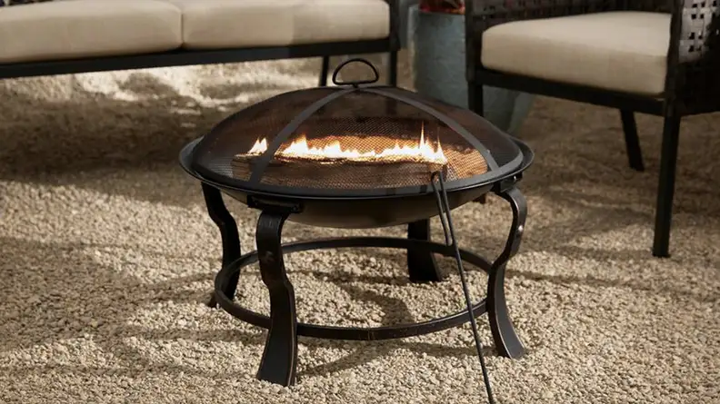 Small portable fire pit in a living room