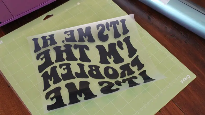 Vinyl material on fabric.