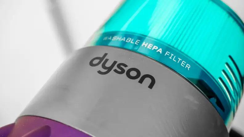 An upclose shot of the Dyson Gen5detect and the included HEPA filter.