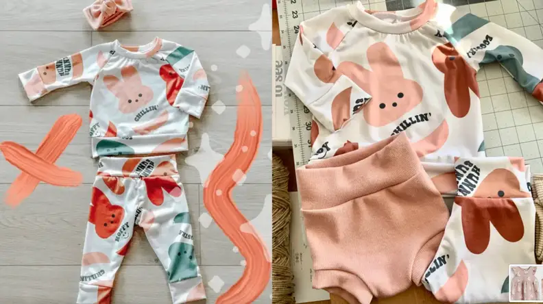 Pink bunny printed dress.