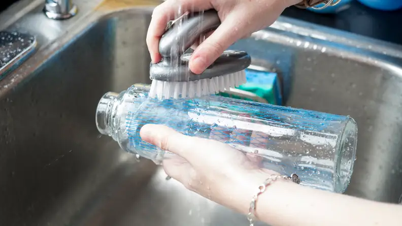 Scrub the outside of your reusable water bottle
