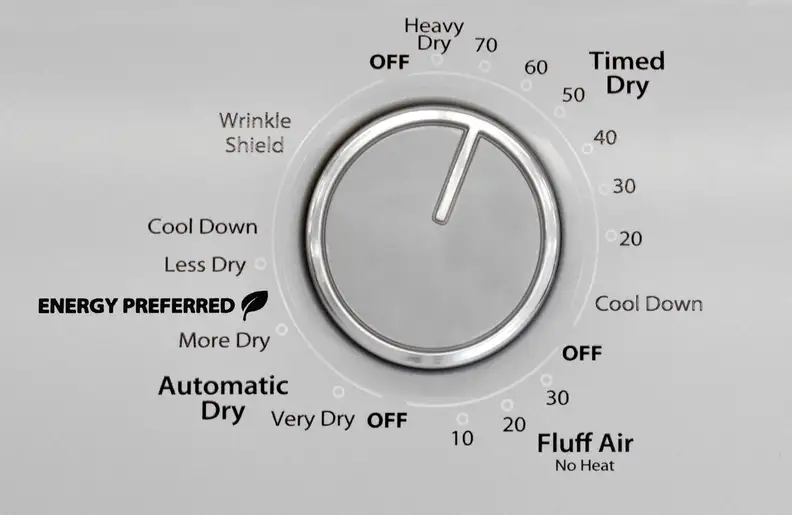 Crank controls mean the Whirlpool WED4815EW lacks a degree of precision found on models with digital displays.