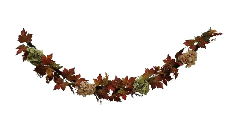 An image of a dark-toned garland with dried leaves.