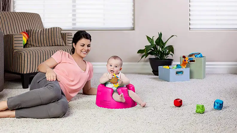 Bumbo seats are cute and colorful, but don't work for babies with chubby legs.