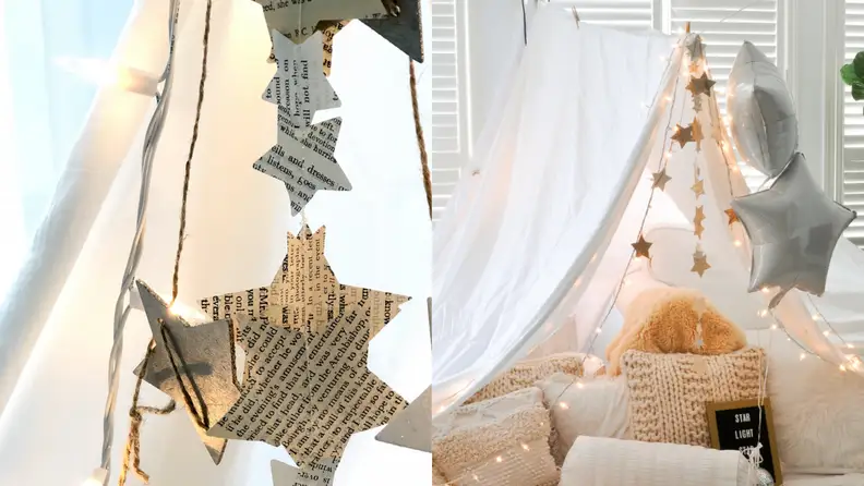 Gauzy sheets and fluffy pillows make this fort a true respite.