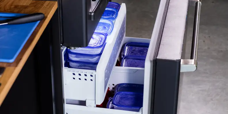 The freezer drawers on the bottom are solid