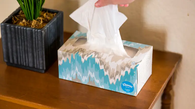 A box of Kleenex brand tissues.
