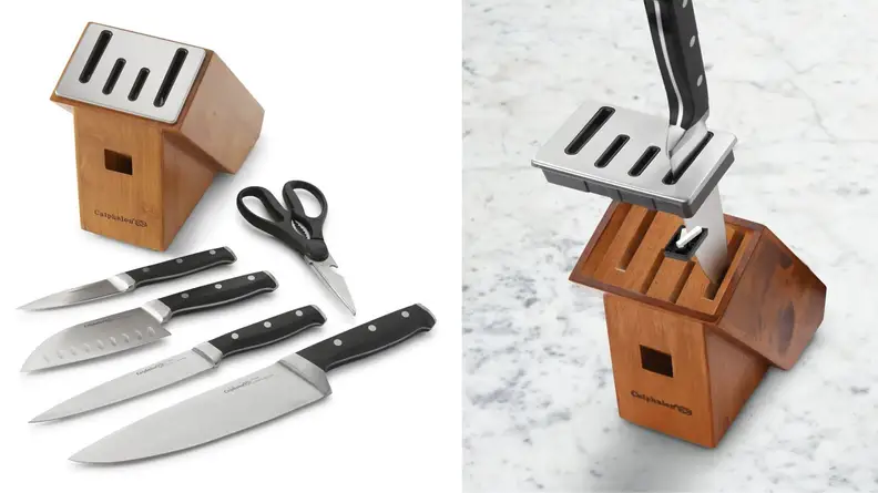 The Calphalon 1924554 Classic Self-Sharpening 6-Piece Knife Block Set.