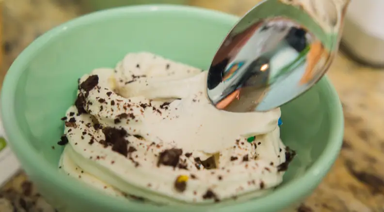 This ice cream has been overchurned, therefore the texture isn't quite right.