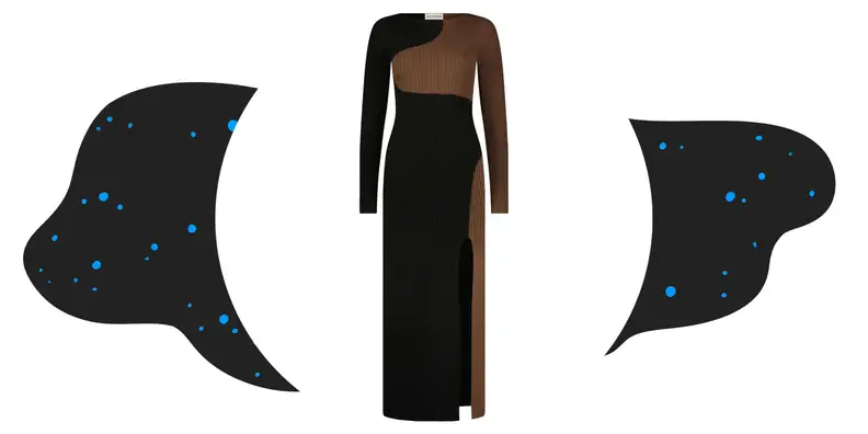 A colorblocked brown and black dress.