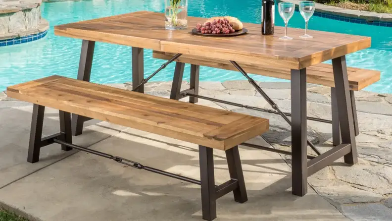 Christopher Knight Home Outdoor Puerto Acacia Wood 3-piece Picnic Dining Set