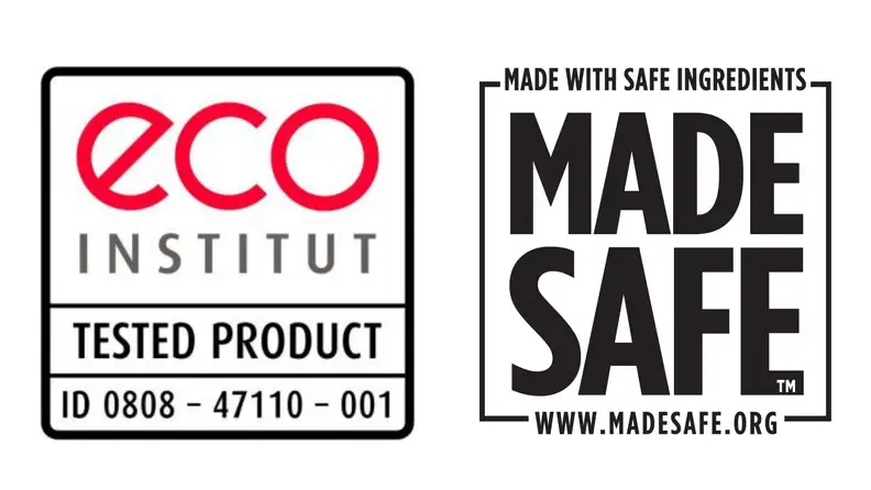 eco-institut and Made Safe Certified Non-Toxic seals side by side