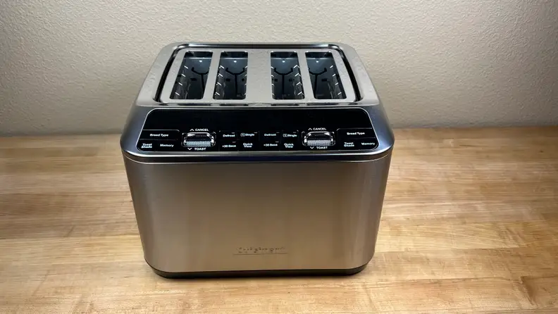 Cuisinart 4-slice toaster on wooden surface