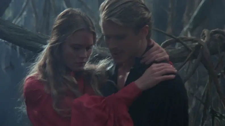 A still from 'The Princess Bride' featuring Buttercup and Westley