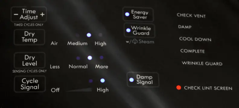 Legible font and responsive controls make the Kenmore 69133 dryer very easy to use.