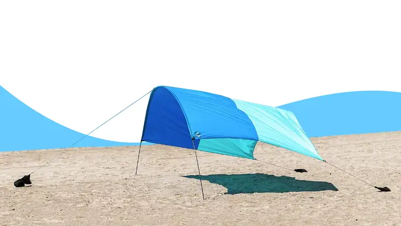 Shibumi sun shade on colored background