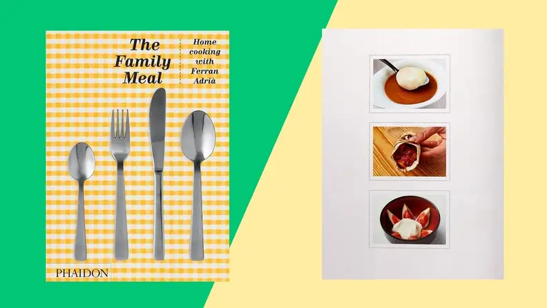 Front and back of cookbook cover that have silverware artwork.