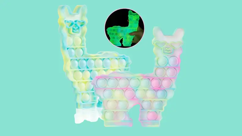Two Glow in The Dark POP Bubble Fidget Llama toys.