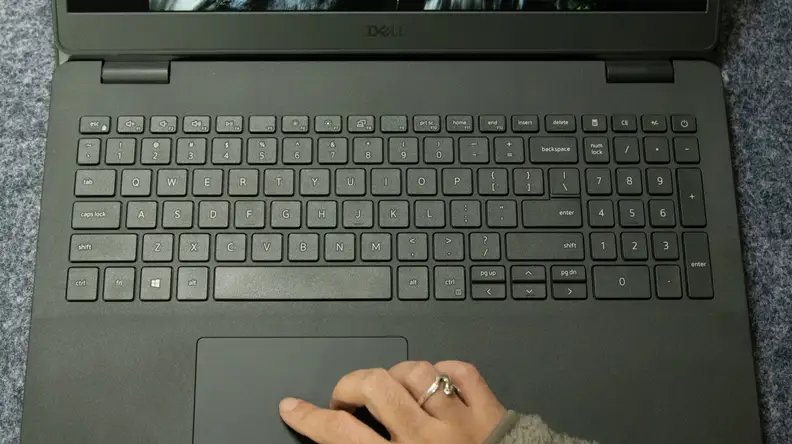 An overhead of the keyboard and trackpad