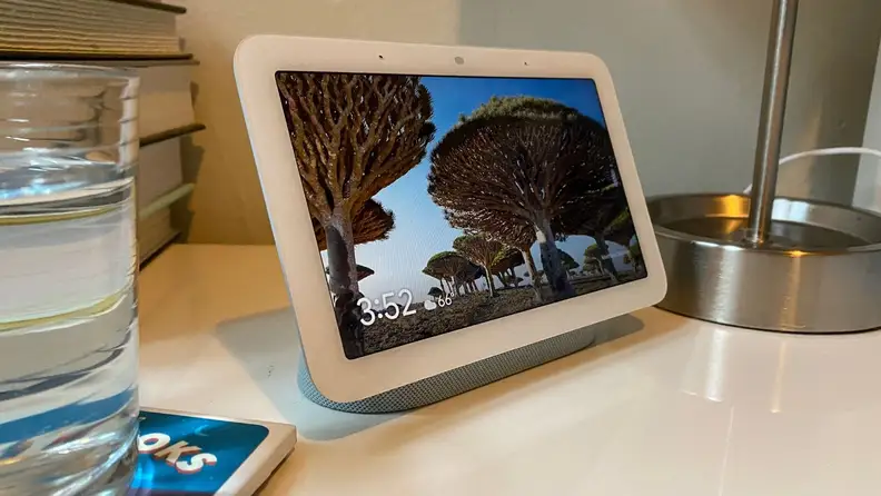 the nest hub with a photo of trees
