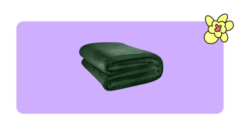 Green blanket on a purple background