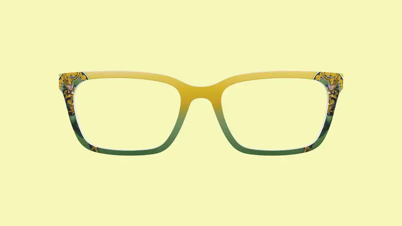 top of glasses on yellow background