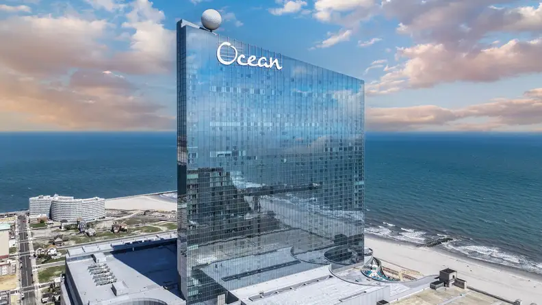 Ocean Casino Resort in Atlantic City, a glass-clad beachfront tower overlooking the Atlantic Ocean and New Jersey shoreline.