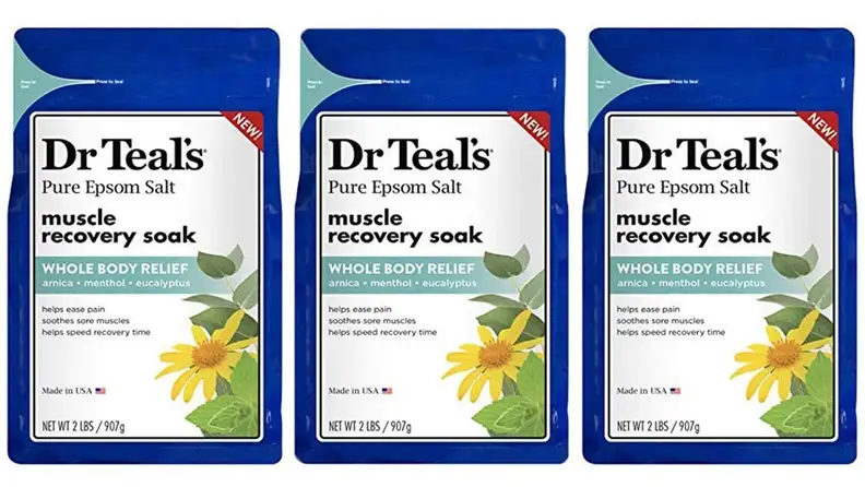 Three packages of Dr. Teals Epsom Salts.