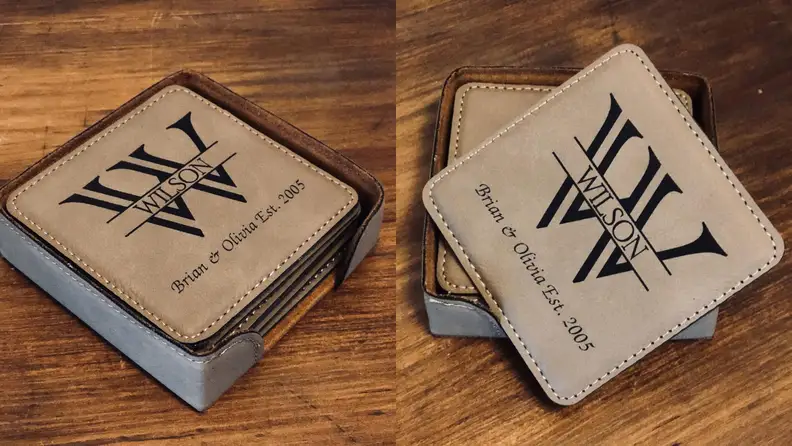 Best Etsy gifts: Personalized leather coasters