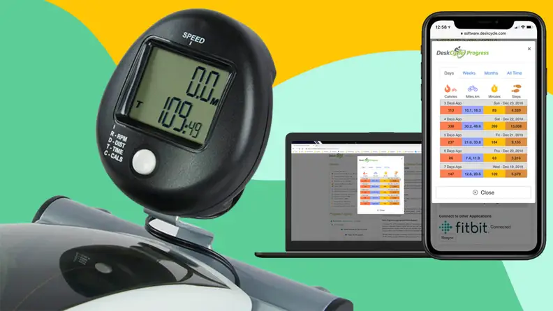 A speedometer, computer, and cell phone.