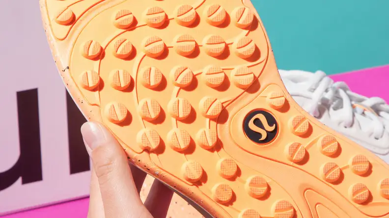 A close look at the bottom of the lululemon Blissfeel Trails.