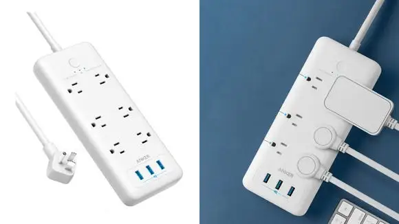 The Anker Power Strip with 6 outlet spaces.