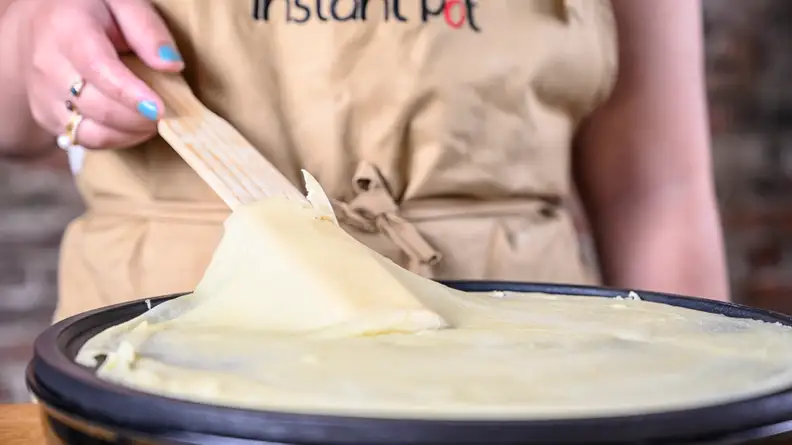 Carefully lift up the crepe with a spatula
