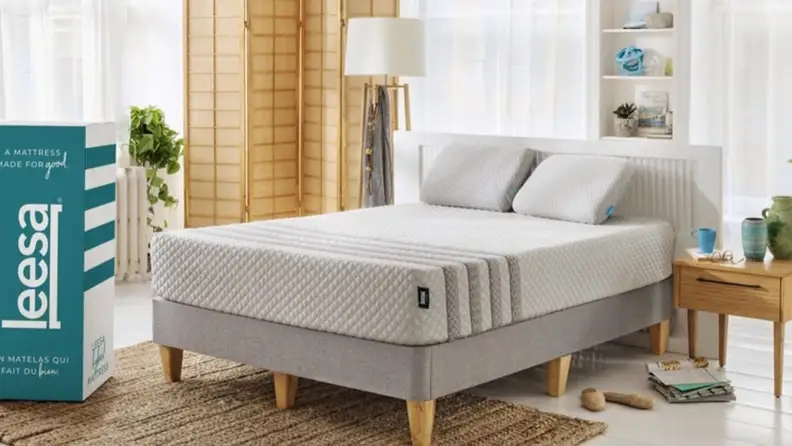 a leesa mattress on the bed frame,