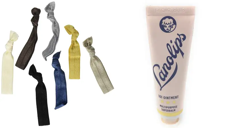 Hair ties and a tube of Lanolips