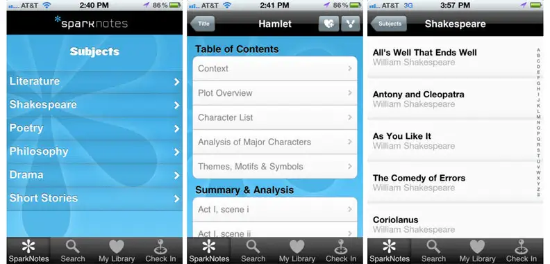 The SparkNotes app