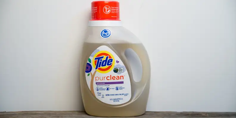 Tide PurClean comes in a clear bottle. It goes on sale in May.
