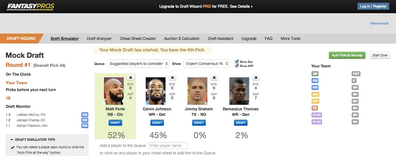 With the Draft Wizard you can perfect your draft day strategy far more easily than with typical mock drafts.