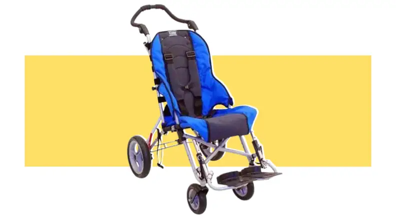 A blue and black Convaid Cruiser on a yellow background.