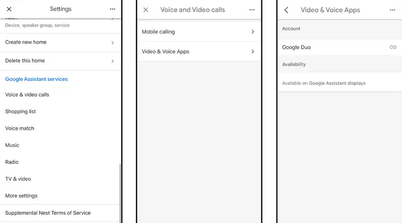 Screenshots of how to set up video calling using Google Duo