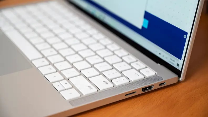 The right of the laptop is shown.