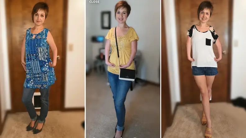 Screenshots of three different outfits in the Echo Look app
