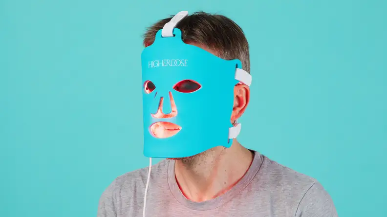 Dr. Dave wearing the Higher Dose red light therapy mask.