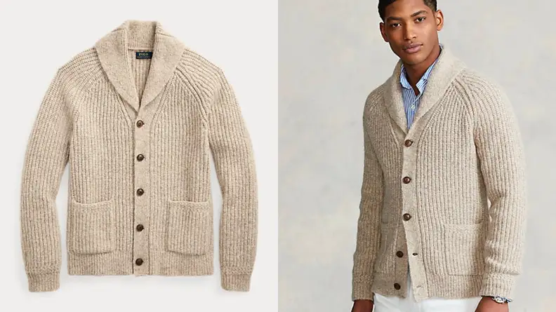 Oatmeal wool cardigan button down.