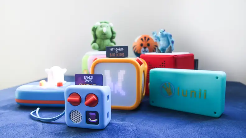 An array of kids' audio players